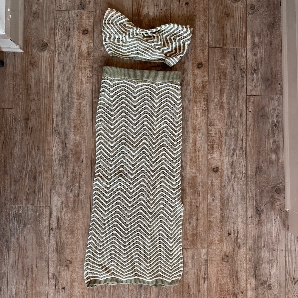 Chevron Knit Tube Top and Skirt Set